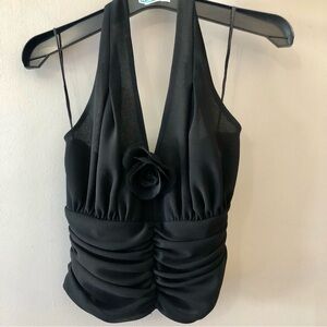 Frank Lyman Design Black Halter Top with Flower